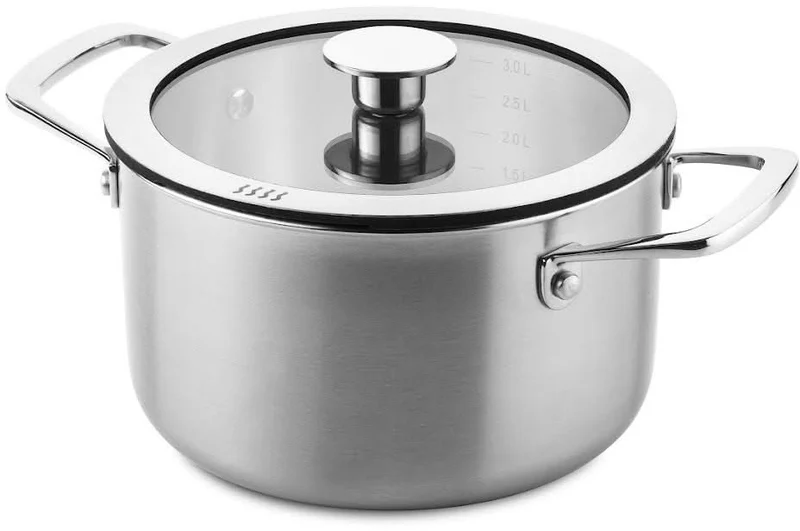 DUCQ Topfset - Stieltopf ø 16, 18, 20, 24 cm & Stieltopf ø 16 cm & Bratpfanne ø 26 cm + Deckel - Induktion - Downdraft - Edelstahl - 6-teilig