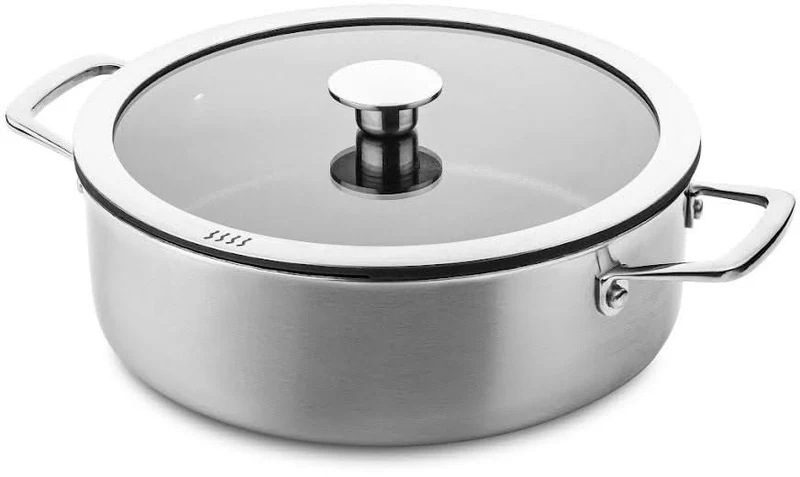 DUCQ Topfset - Stieltopf ø 16, 18, 20, 24 cm & Stieltopf ø 16 cm & Bratpfanne ø 26 cm + Deckel - Induktion - Downdraft - Edelstahl - 6-teilig