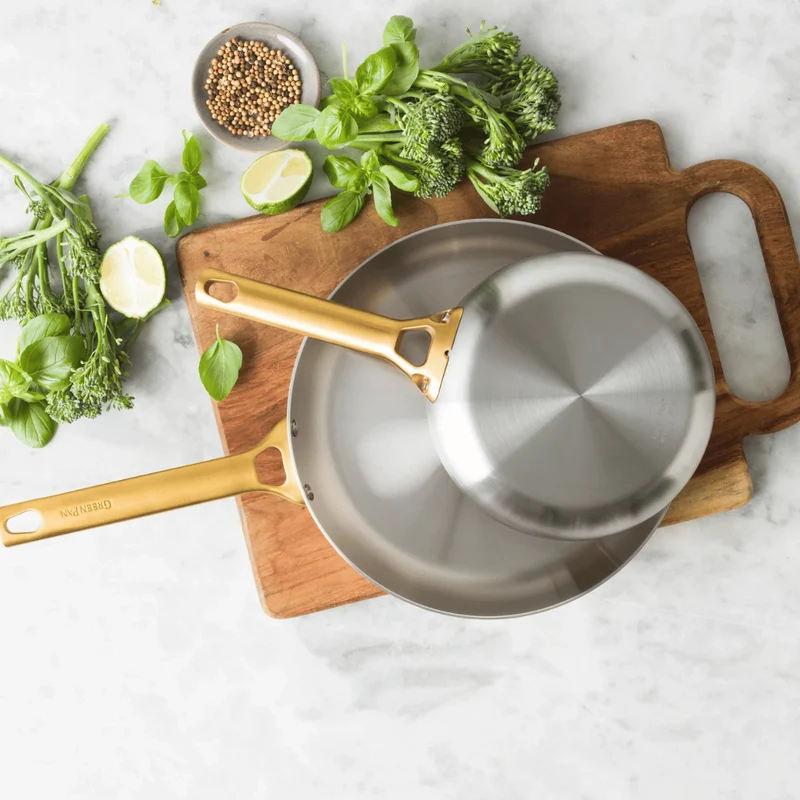 GreenPan Topfset Padova Reserve 5-teilig - Triply Edelstahl - Kochtöpfe ø 20, 24 cm, Stieltopf ø 18 cm & Bratpfanne ø 20 & 28 cm