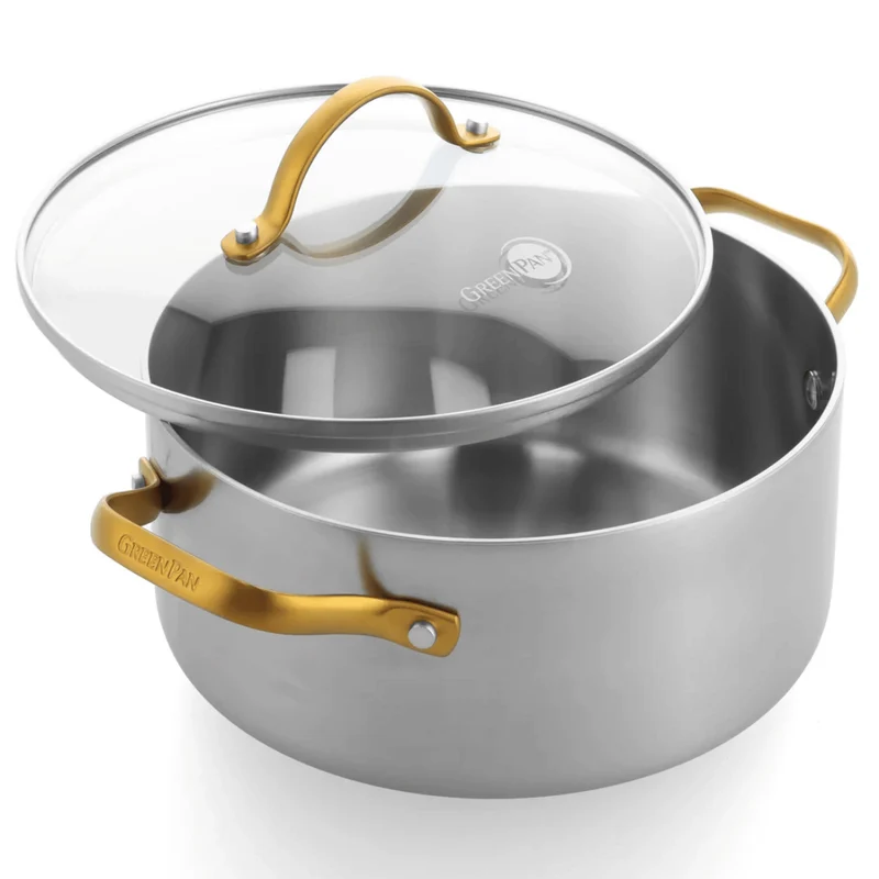 GreenPan Topfset Padova Reserve 3-teilig - Triply Edelstahl - Kochtöpfe ø 20, 24 cm, Stieltopf ø 18 cm