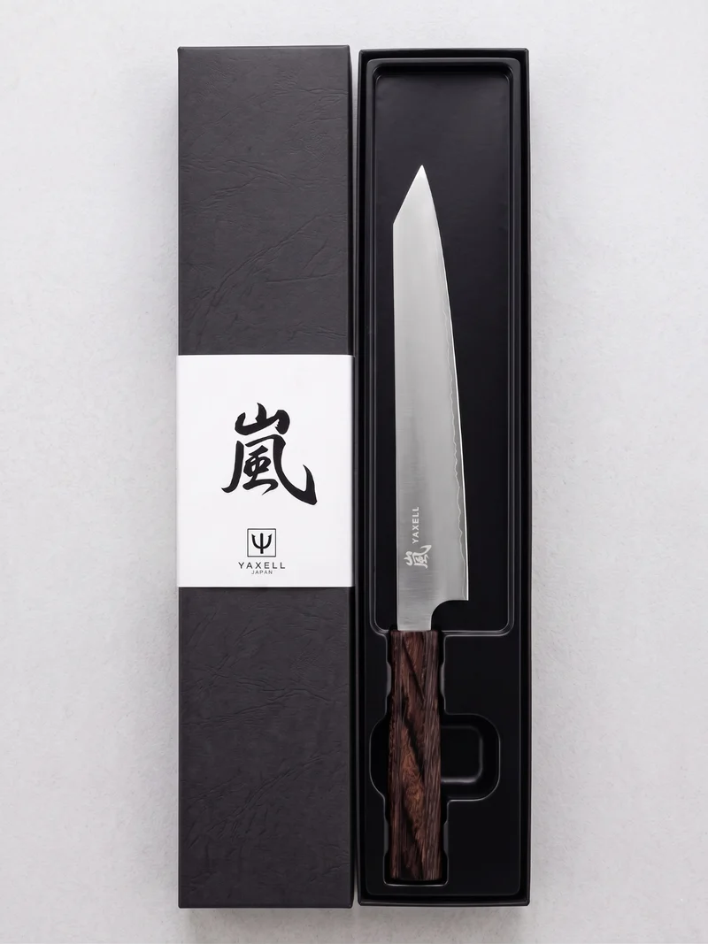 Yaxell Tranchiermesser Hana 23 cm – 3-lagiger Edelstahl – dunkelbrauner Griff aus Pakkaholz