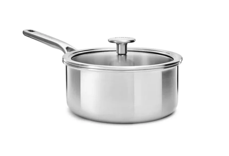 KitchenAid Topfset Multi-Ply Edelstahl 6-teilig - Kochtöpf ø 20, 24 cm, Stieltopf ø 16 cm, Bratpfanne ø 28 cm + Bratpfanne Classic Forged ø 24 & 28 cm