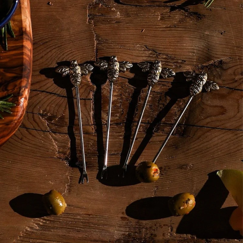 Set de 4 pinchos para aperitivos de acero inoxidable Selbrae