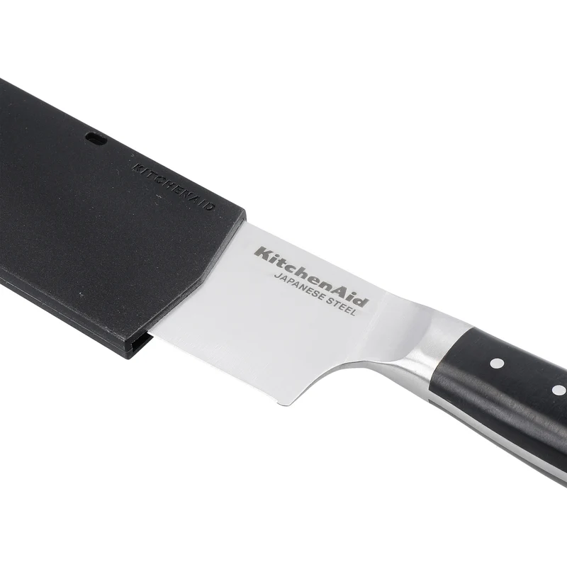 KitchenAid Kochmesser Gourmet Edelstahl 20 cm Schwarz/Silber - mit Messerschutz
