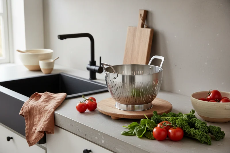 Cookinglife Abtropfsieb Edelstahl Ø 23,5 cm - Sieb Durchschlag - Silber