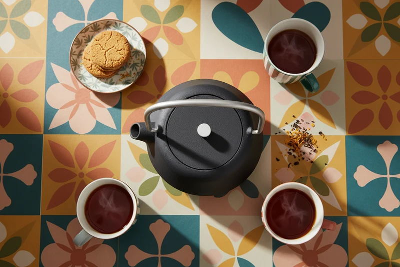 Cookinglife Teekanne Gusseisen 1 L - Edelstahlfilter für losen Tee - Grau