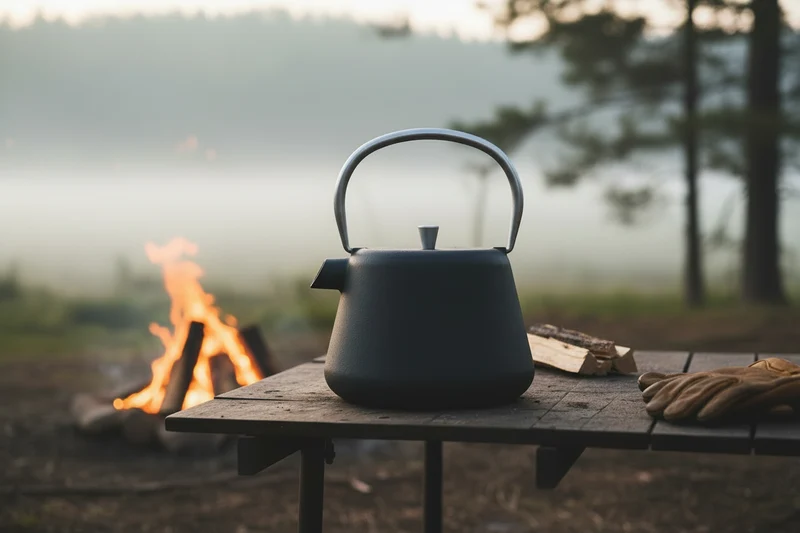 Cookinglife Teekanne Gusseisen 1 L - Edelstahlfilter für losen Tee - Grau