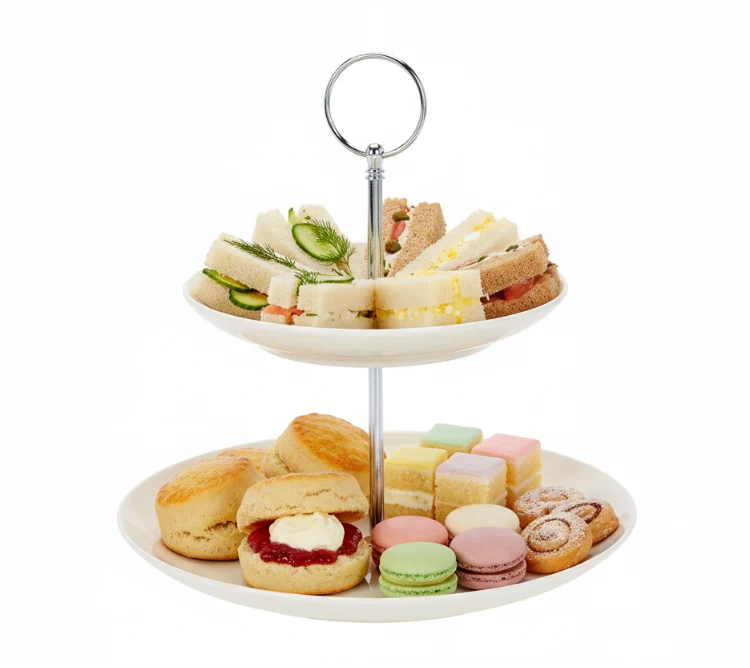 Cookinglife Porzellan-Etagere, 2-stöckig, Ø 17 & 21 cm – Servierturm für Vorspeisen und Desserts