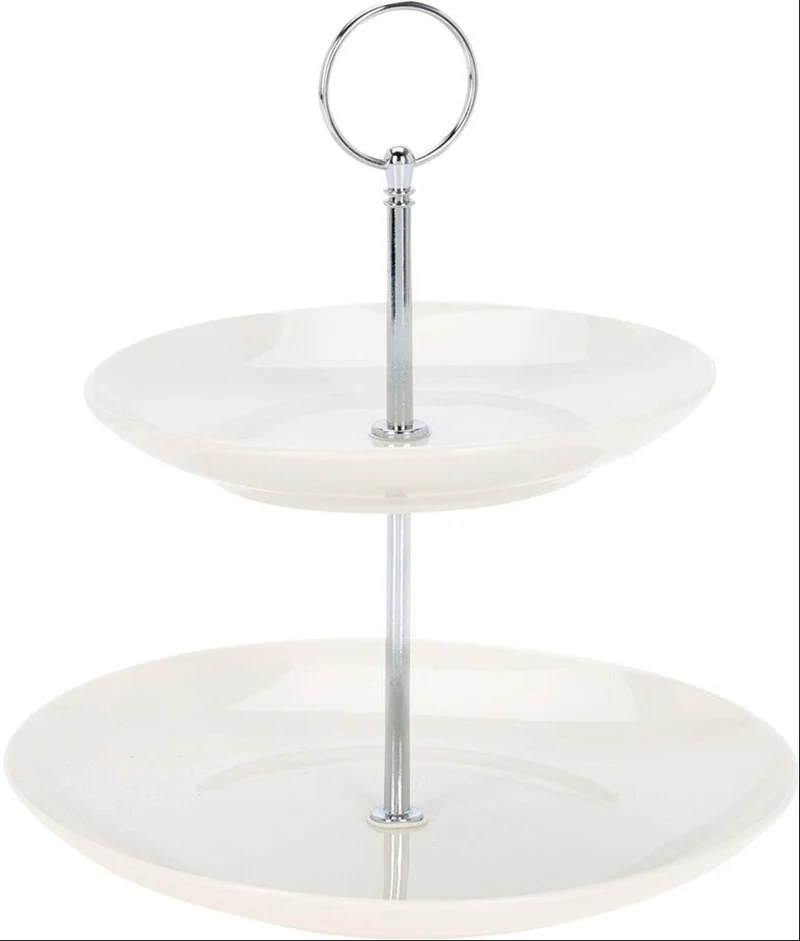 Cookinglife Porzellan-Etagere, 2-stöckig, Ø 17 & 21 cm – Servierturm für Vorspeisen und Desserts