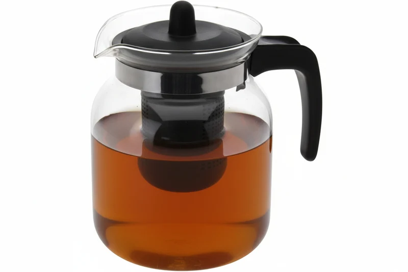 Cookinglife Teekanne Borosilikatglas 1500 ml - Kunststofffilter - klar/schwarz