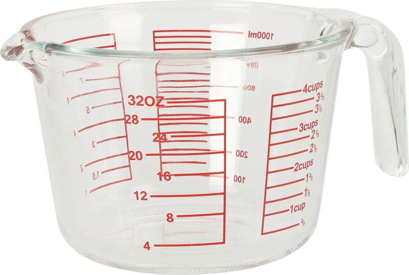 Cookinglife Messbecher Borosilikatglas 1 L - Messbecher 1000 ml - Transparent
