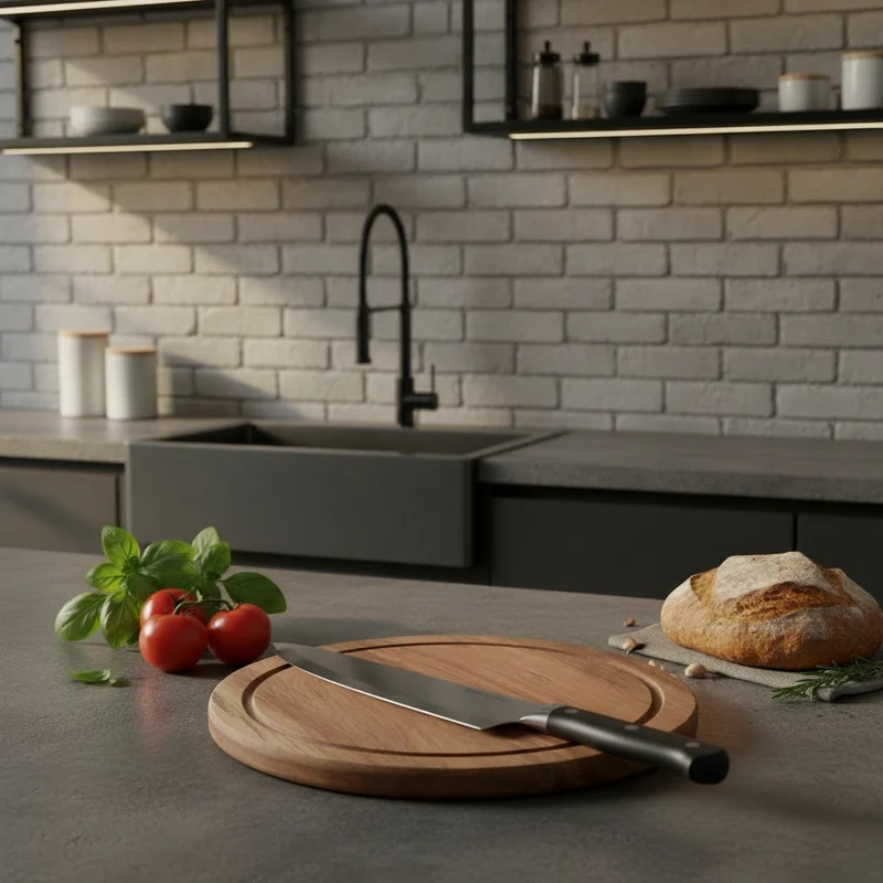 Cookinglife Schneidebrett Holz Akazie Pure Wood Ø 25 cm - Mit Saftgrube - Küche Schneiden