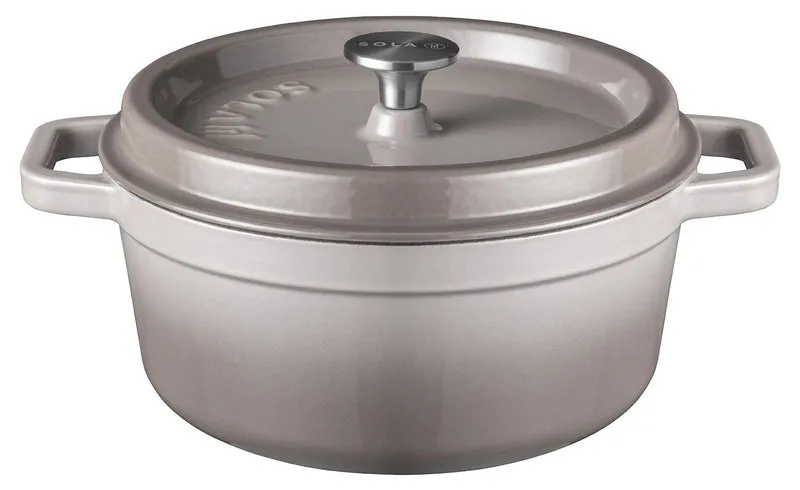 Sola Bräter mit Deckel Gusseisen - Grau - ø 28 cm / 5 Liter - Emaillierte Antihaftbeschichtung