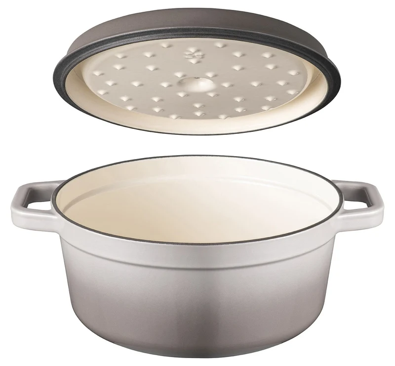 Sola Bräter mit Deckel Gusseisen - Grau - ø 28 cm / 5 Liter - Emaillierte Antihaftbeschichtung