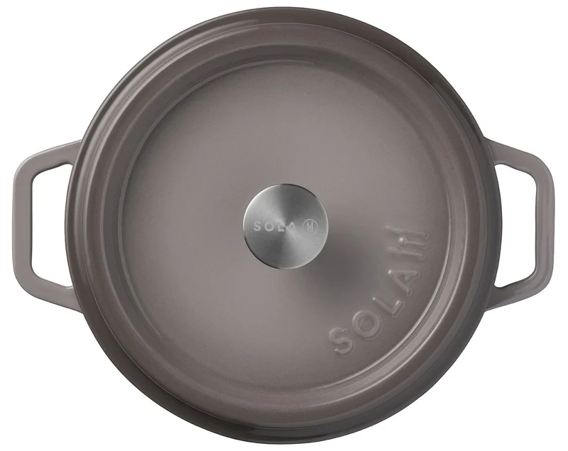 Sola Bräter mit Deckel Gusseisen - Grau - ø 28 cm / 5 Liter - Emaillierte Antihaftbeschichtung