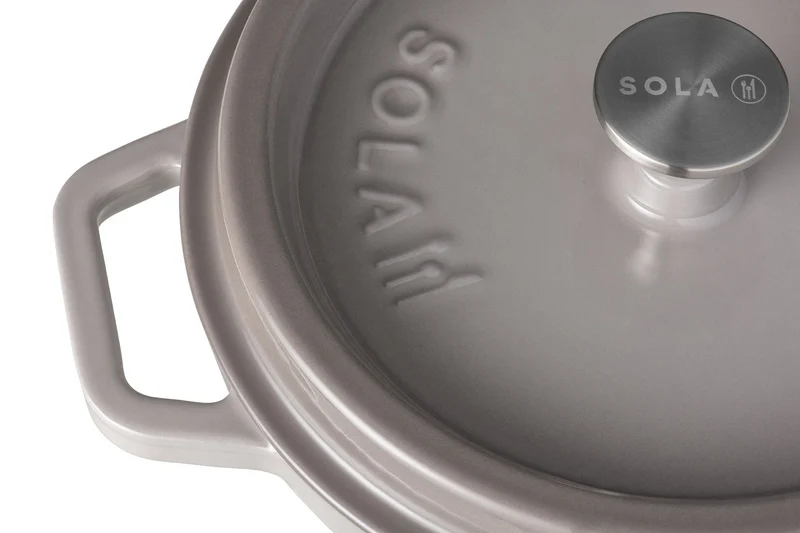 Sola Bräter mit Deckel Gusseisen - Grau - ø 28 cm / 5 Liter - Emaillierte Antihaftbeschichtung
