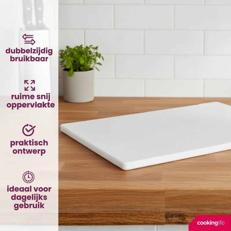 Cookinglife Schneidebrett HACCP Weiß 45 x 30 cm - für Milchprodukte & Brot