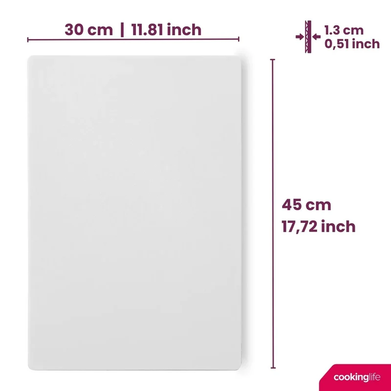Cookinglife Schneidebrett HACCP Weiß 45 x 30 cm - für Milchprodukte & Brot