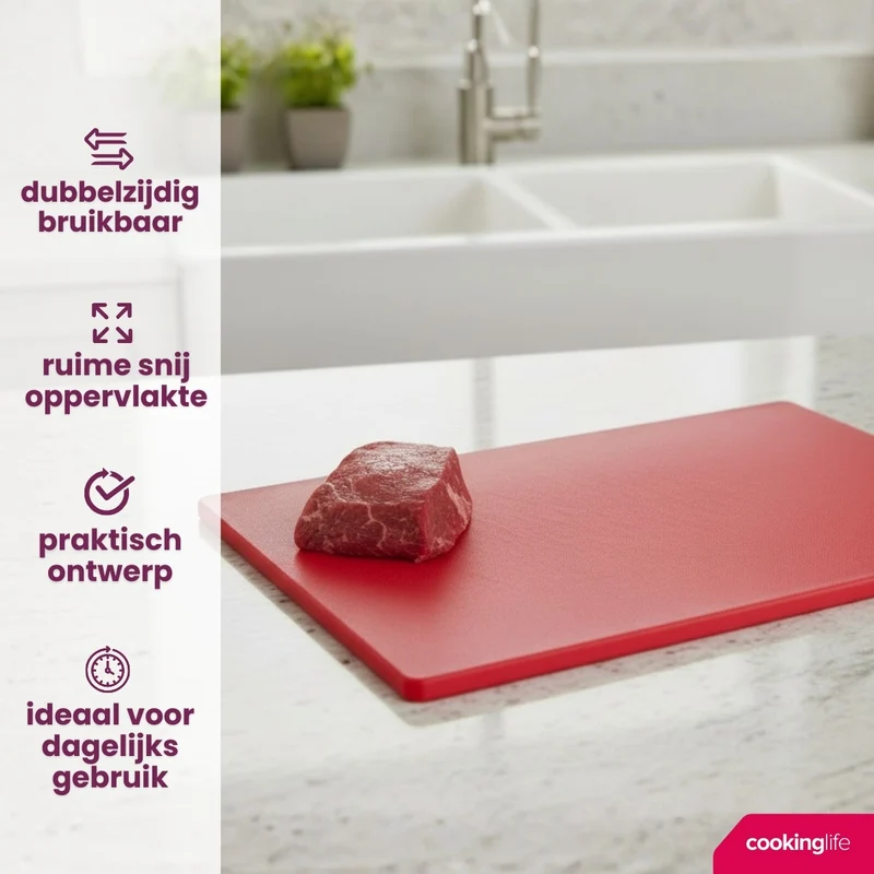 Cookinglife Schneidebrett HACCP Rot 45 x 30 cm - für Fleisch