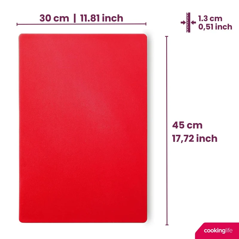 Cookinglife Schneidebrett HACCP Rot 45 x 30 cm - für Fleisch