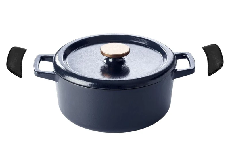 Alva Bräter - Dutch Oven - Nori - Gusseisen ø 26 cm -emaillierte Antihaftbeschichtung + Gratis Ledergriffe