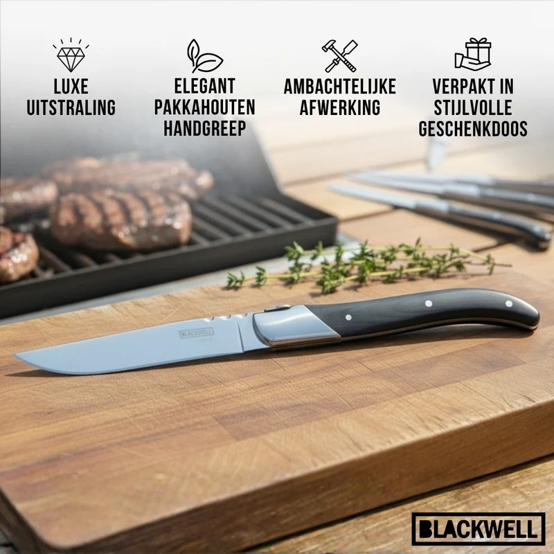 Blackwell Steakmesser Laguiole - Pakkaholz - 6 Stück