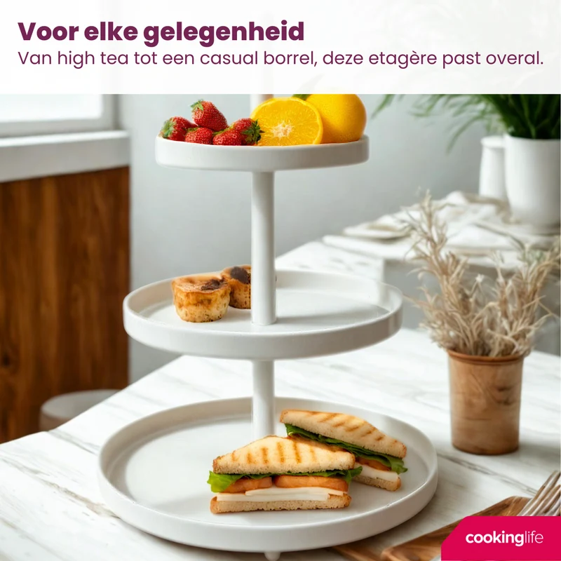 Cookinglife Metall Etagere creme ø 20, 25 & 30 cm - 3-stöckig - 55 cm hoch