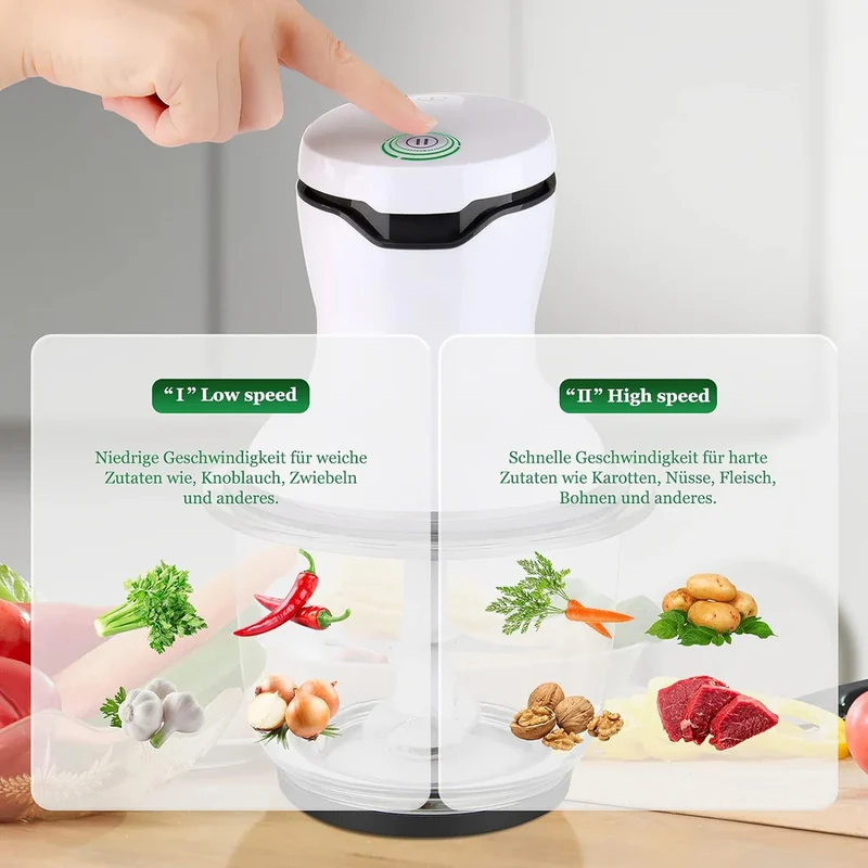 Scheffler Electric Multi Chopper Kitchen Electric with 1.5 L Glass Container, 300 W, 4 Stainless Steel Mes, 2 Speeds, Universal Chopper Food Chopper
