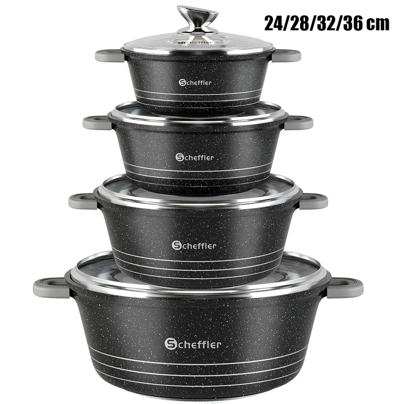 Topf-Set Kochtopf Set Induktions Antihaftbeschichtung Töpfe Set mit Glasdeckel