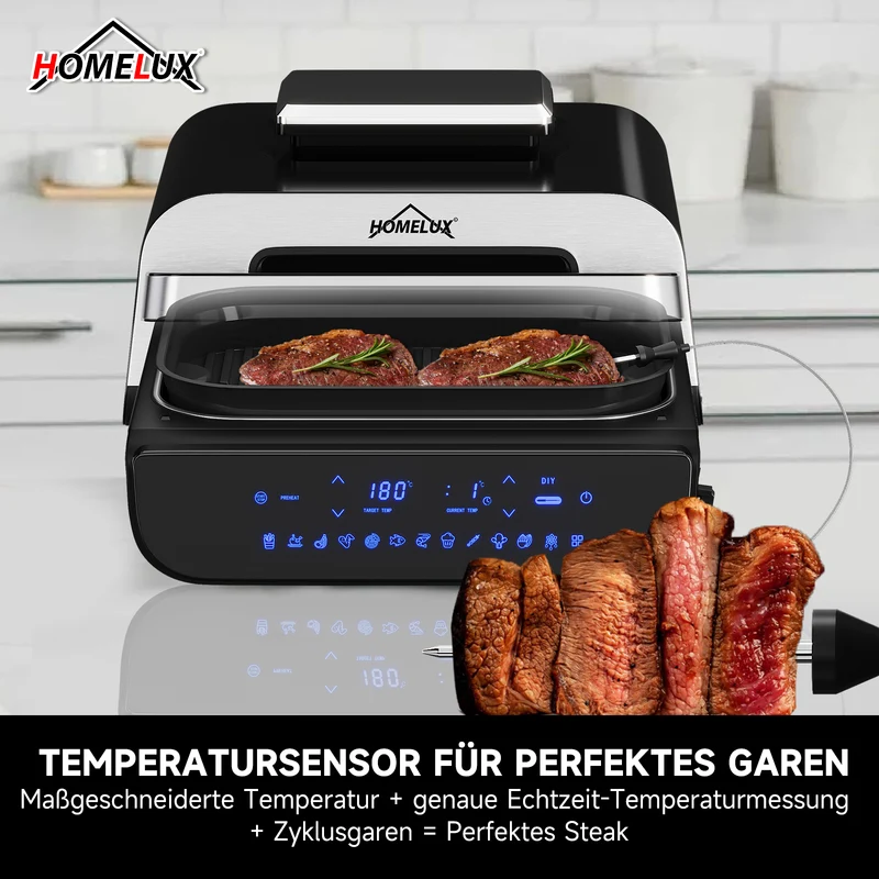 Heißluftfritteuse & Grill 6-in-1 Airfryer Elektrischer mit Temperaturfühler 6 IN 1 Heißluftfritteuse