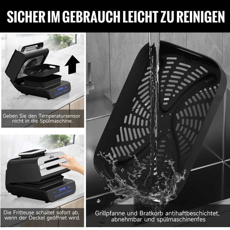 Heißluftfritteuse & Grill 6-in-1 Airfryer Elektrischer mit Temperaturfühler 6 IN 1 Heißluftfritteuse
