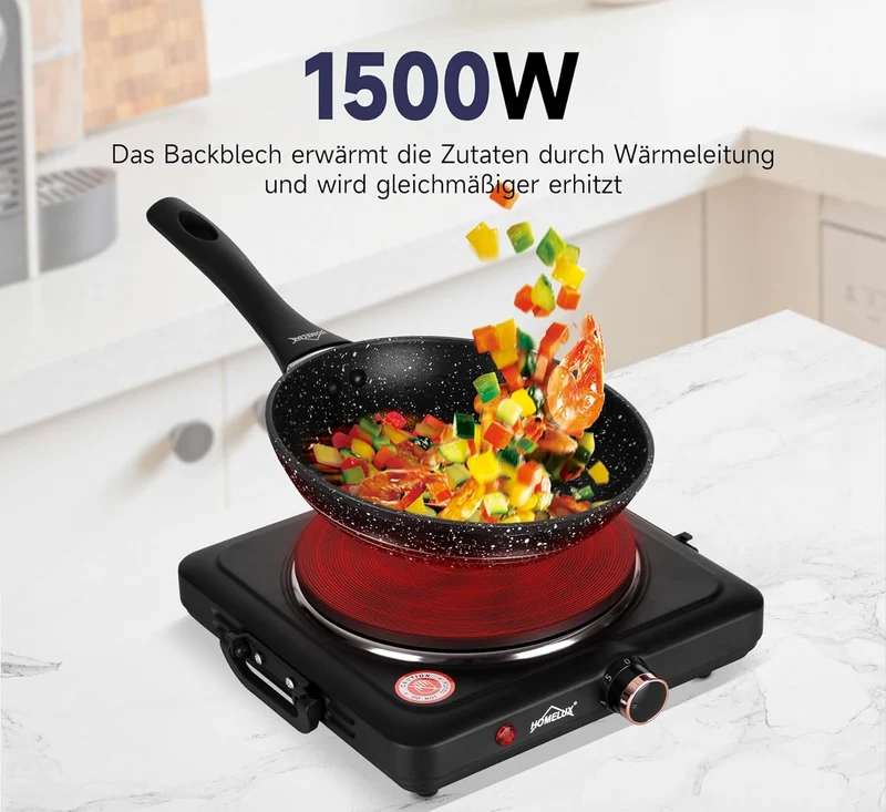 Herdplatte mit tragbaren Doppelkochfeldern, 1000W/1500W/2000W/2500W, elektrisch Herdplatte