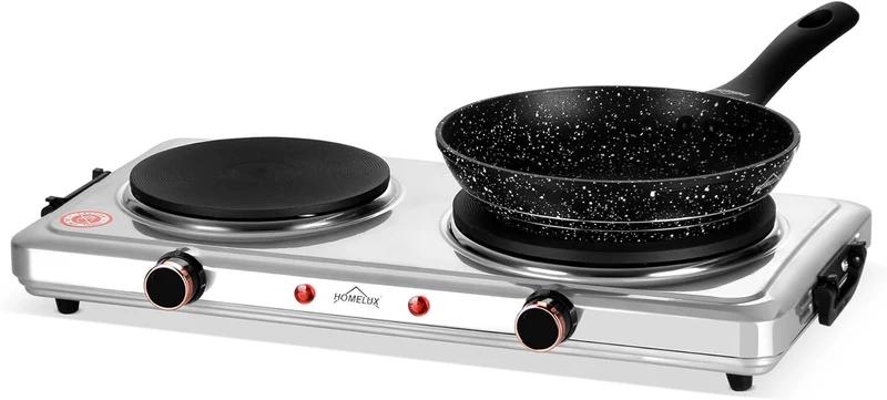 Herdplatte mit tragbaren Doppelkochfeldern, 1000W/1500W/2000W/2500W, elektrisch Herdplatte