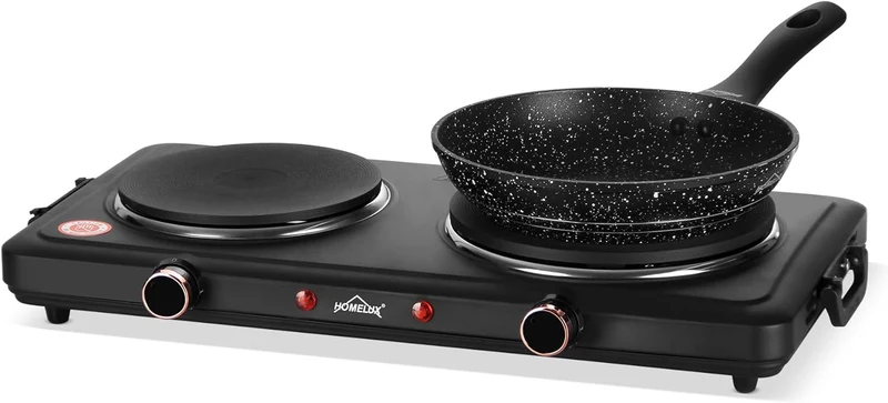 Herdplatte mit tragbaren Doppelkochfeldern, 1000W/1500W/2000W/2500W, elektrisch Herdplatte