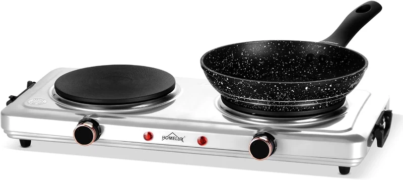 Herdplatte mit tragbaren Doppelkochfeldern, 1000W/1500W/2000W/2500W, elektrisch Herdplatte