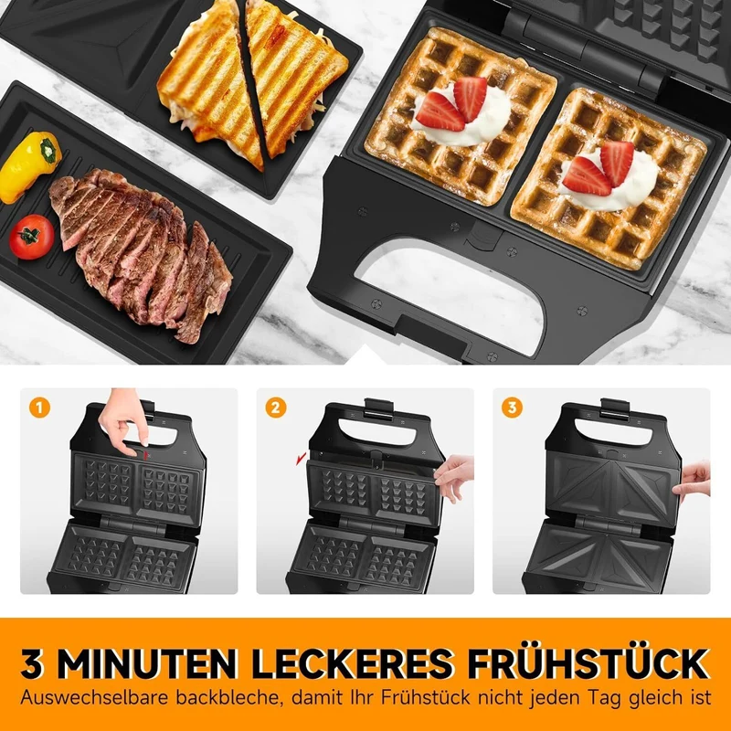 HOMELUX 3-in-1 Sandwichtoaster & Waffeleisen