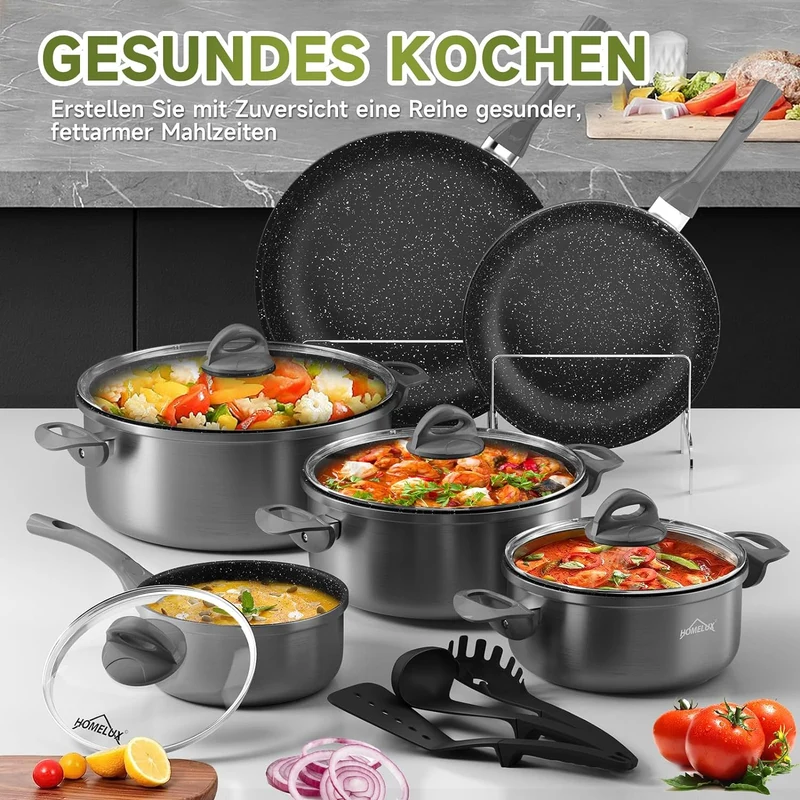 Topfset, HOMELUX Topfset Induktion 7 teilig, Induktions Töpfe Set, Kochtopf-Set, Induktionsgeeignet