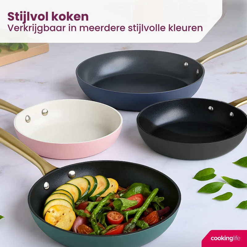 Cookinglife Bratpfannenset Style Blau Ø 24 und 28 cm – geeignet für alle Wärmequellen – keramische Antihaftbeschichtung