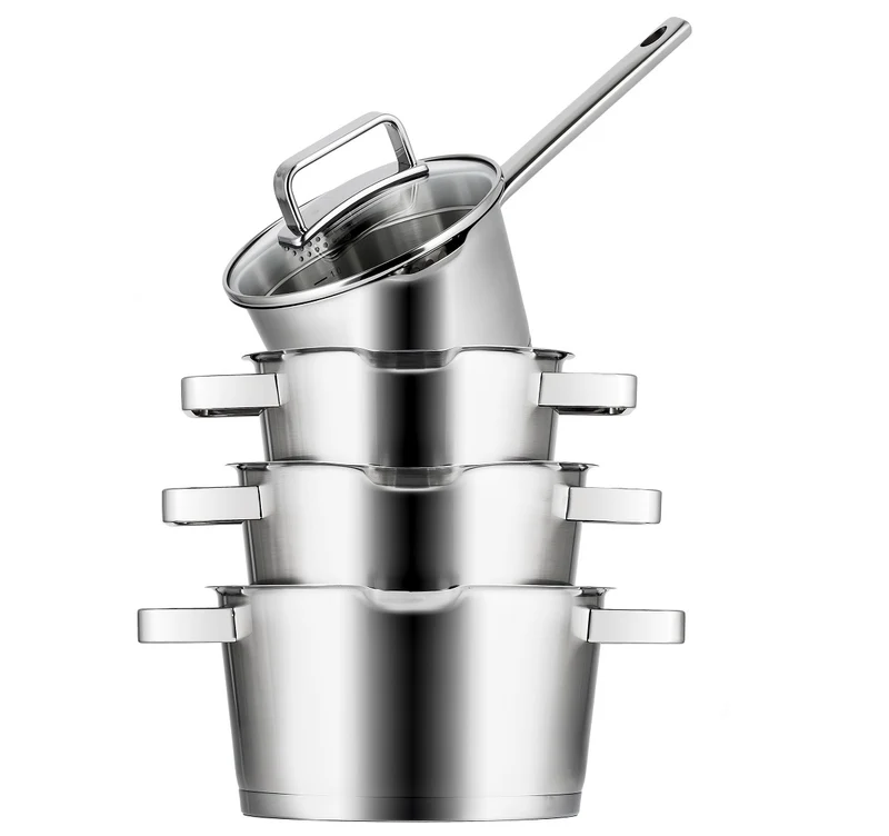 Sola Topfset Diamond 4-teilig – Edelstahl – downdraft-geeignet – Kochtöpfe Ø 16, 18, 20 cm & Stieltopf Ø 16 cm – geeignet für alle Herdarten