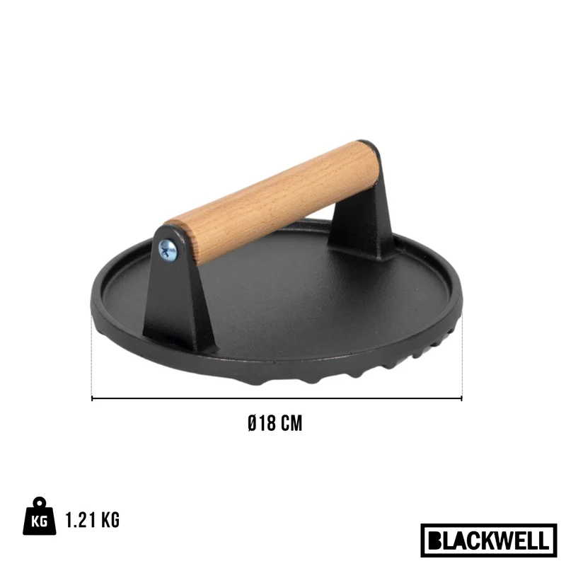 Blackwell Gusseisen Hamburgerpresse / Smash Burger Presse / Grillpresse / Fleischpresse - Gusseisen - ø 18 cm