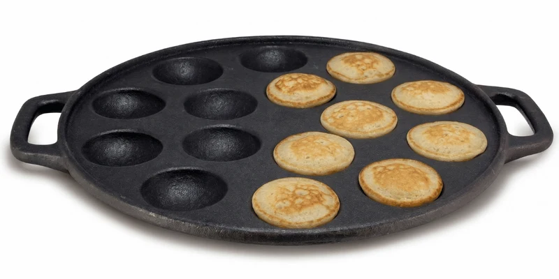 Cookinglife Poffertjespfanne Gusseisen Ø 24 cm – 15 Poffertjes – ohne Antihaftbeschichtung – geeignet für alle Wärmequellen
