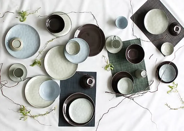 Salt & Pepper Geschirrset Artisan Green - 12-teilig / 4 Personen - 4 Speiseteller, 4 Frühstücksteller und 4 Schalen