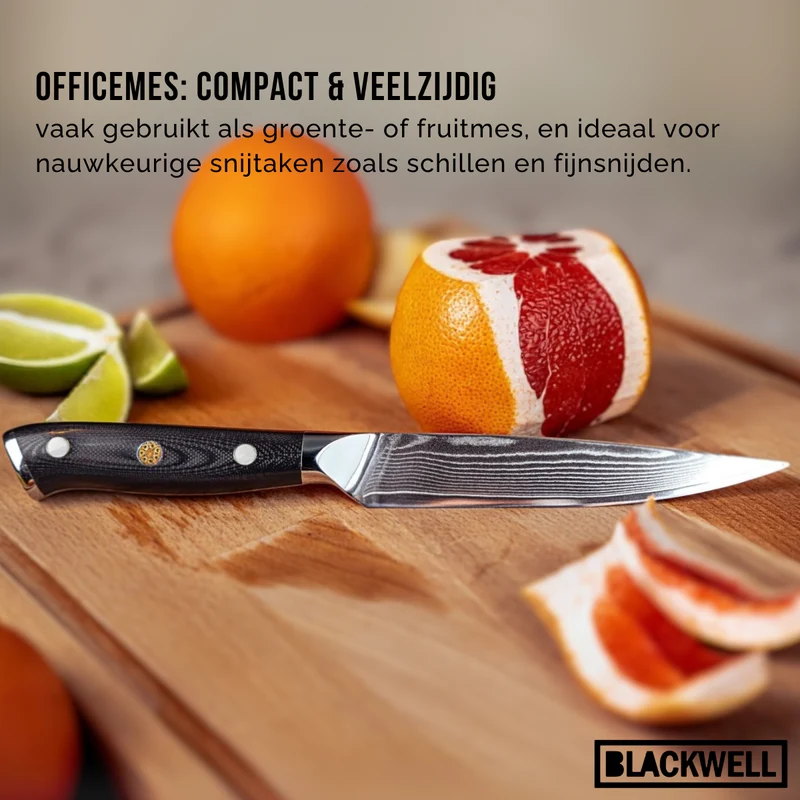 Blackwell Messerset (Kochmesser + Santokumesser + Nakirimesser + Officemesser) – Japanischer Stil – 67 Lagen Damaszenerstahl – VG10 – 4-teilig