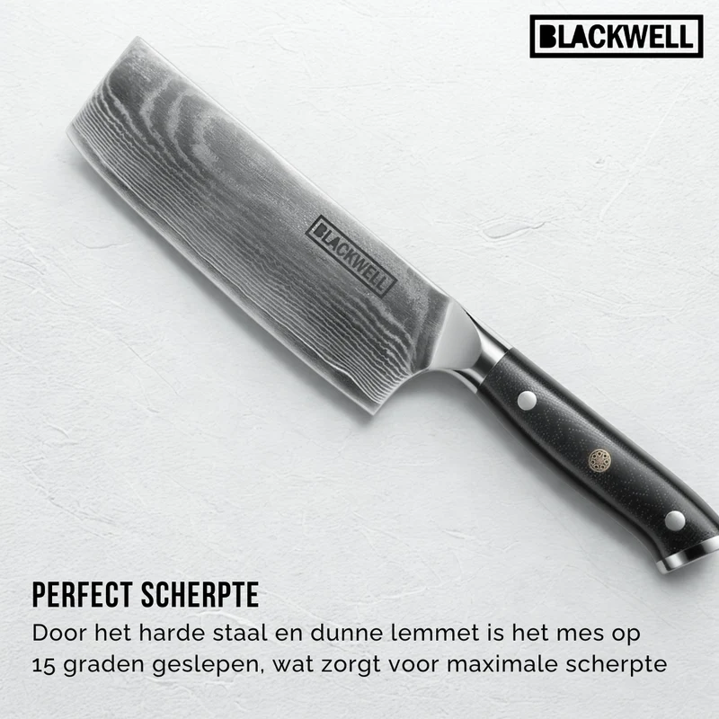Blackwell Messerset (Kochmesser + Gemüsemesser / Nakiri-Messer) – Japanischer Stil – 67 Lagen Damaszenerstahl – VG10 – 2-teilig