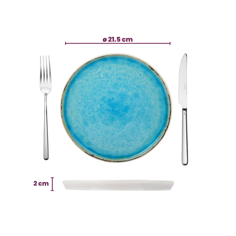 Cosy & Trendy Geschirrset Laguna Azzurro 12-teilig / 4 Personen - 4 Speiseteller, 4 Frühstücksteller und 4 Schalen