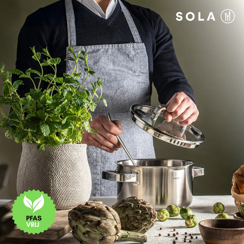 Sola Topfset Juvia 4-teilig – Edelstahl – downdraft-geeignet – Kochtöpfe Ø 16, 18, 20 cm & Stieltopf Ø 16 cm – geeignet für alle Herdarten