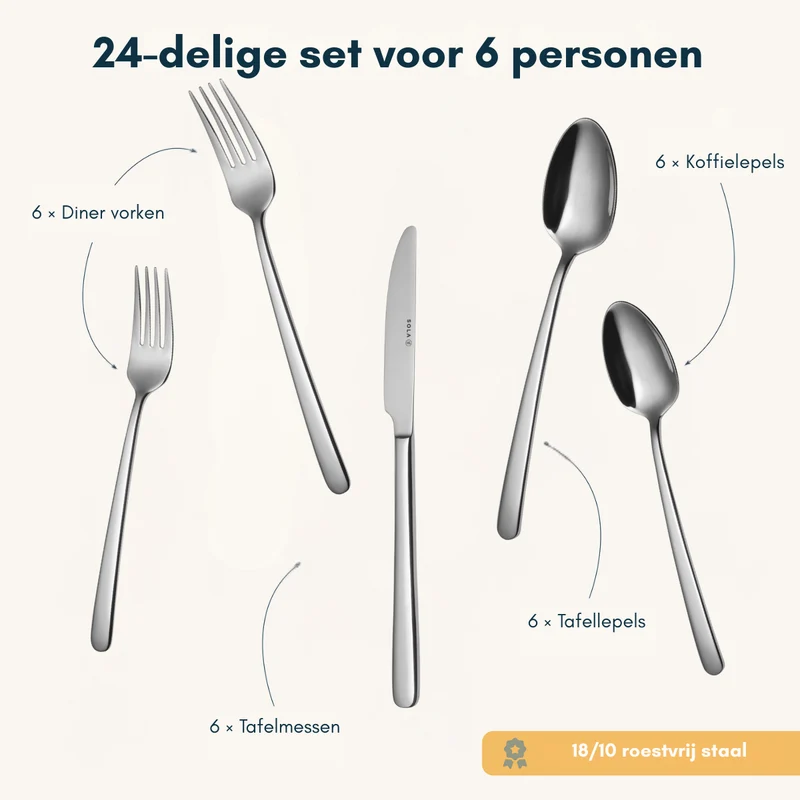 Sola Besteckset Donau - 18/10 Edelstahl - 24-teilig / 6 Personen