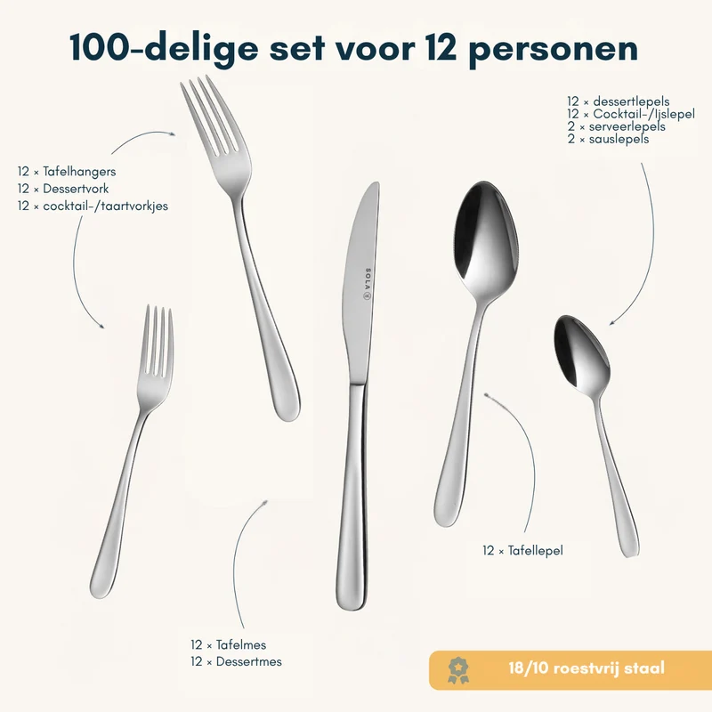 Sola Besteckset Florenz - 18/10 Edelstahl - 100-teilig / 12 Personen