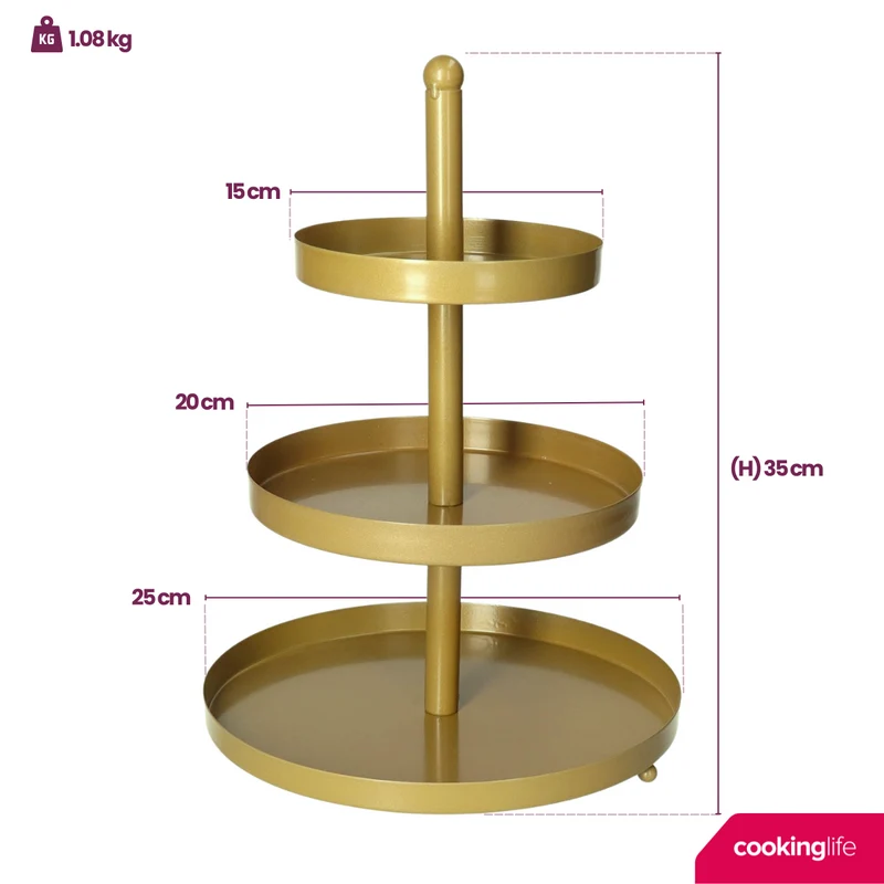 Cookinglife Etagere Metall / Gold - ø 15, 20 & 25 cm - 3 Ebenen
