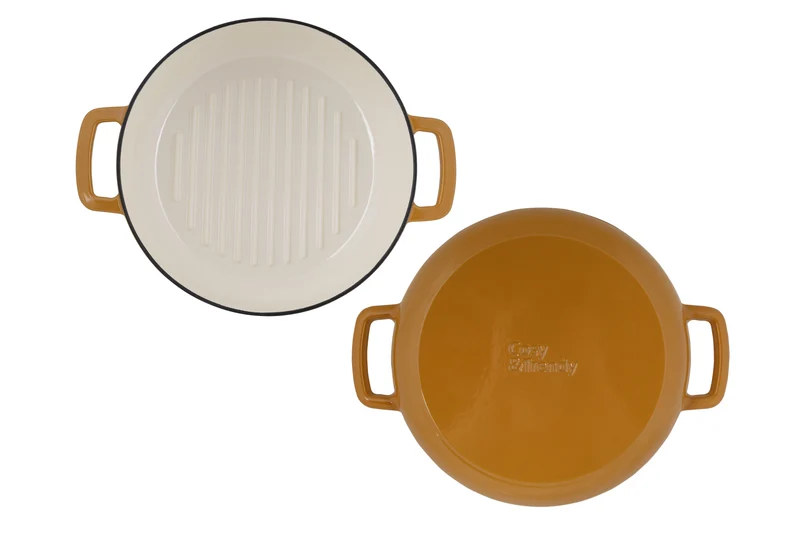 Cosy & Trendy Grillpfanne Fontestic aus Gusseisen Amber Gold Ø 28 cm – emaillierte Antihaftbeschichtung – geeignet für alle Herdarten